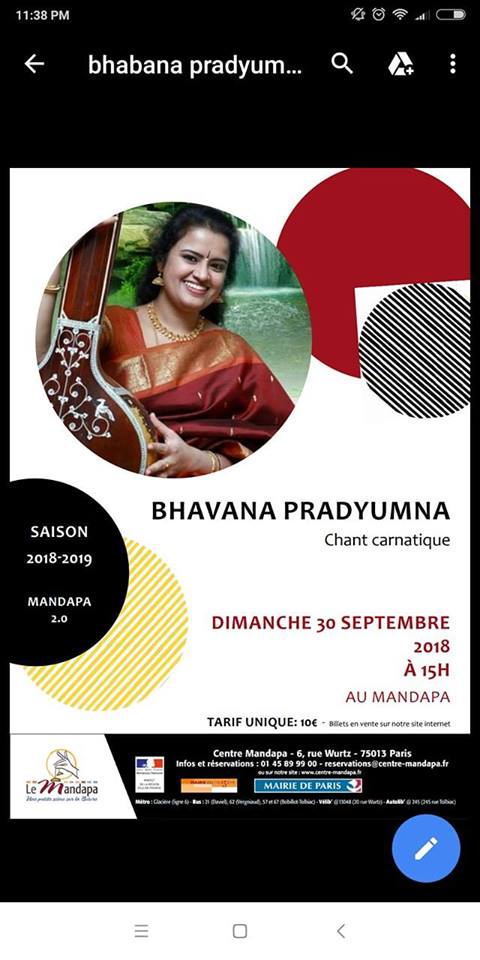 Concert de Musique Carnatique au Centre Mandapa à Paris Concert de Musique Carnatique au Centre Mandapa à Paris