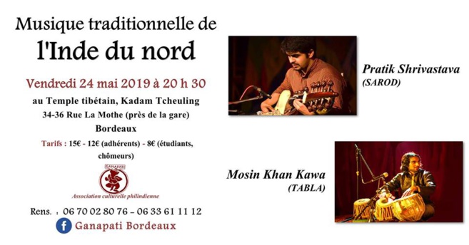 Concert de musique indienne du Nord à Bordeaux le 22 juin